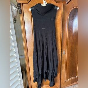 Art Point Vienna Austria knit over dress open side vary hem one sz pleat neck